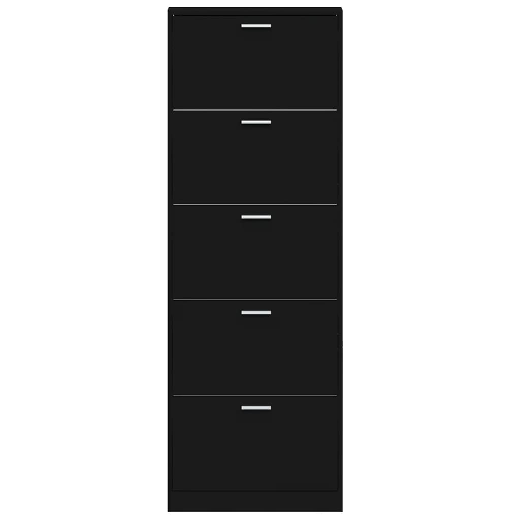 vidaXL Botník černý 59 x 17 x 169 cm kompozitní dřevo