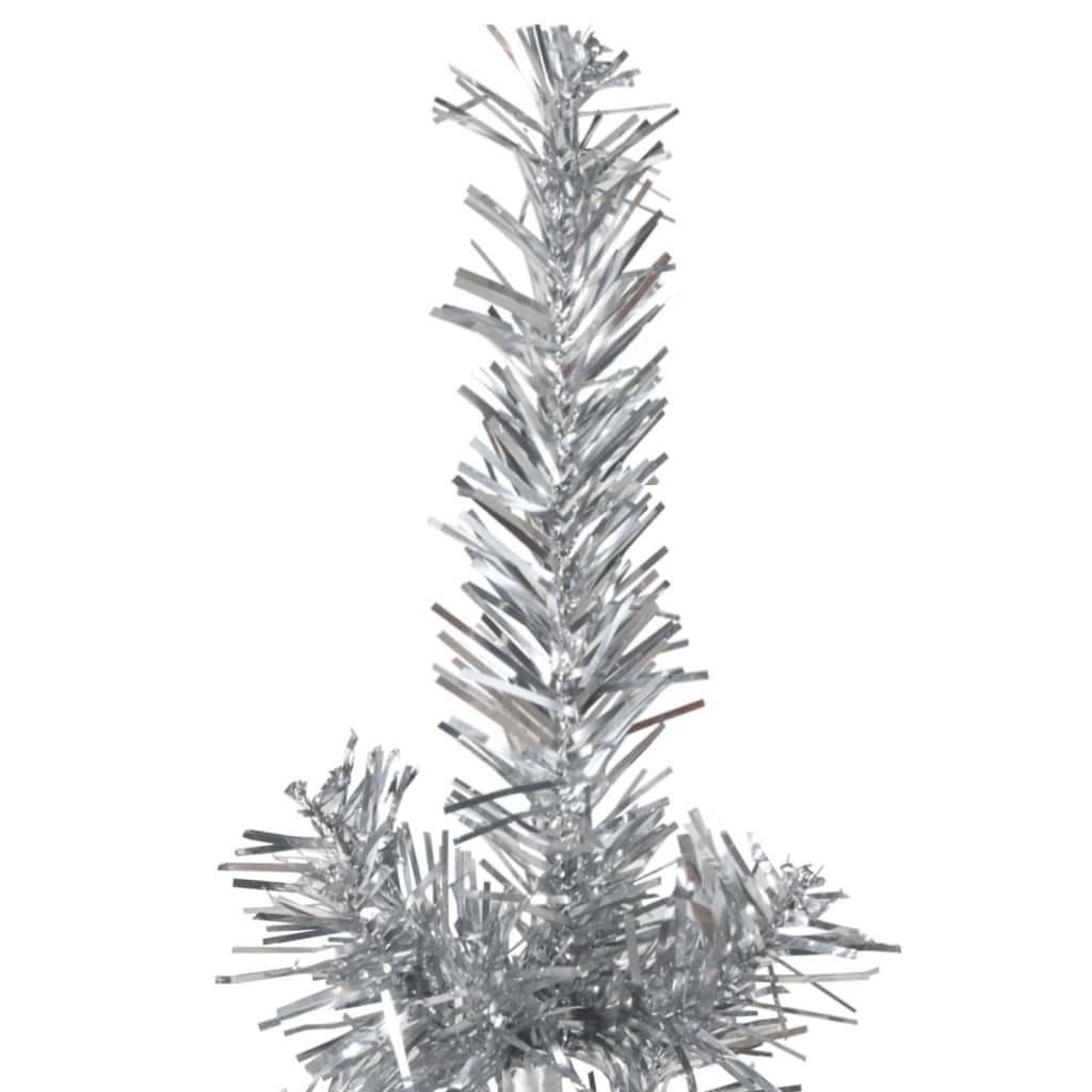 vidaXL Úzký umělý poloviční vánoční stromek se stojanem stříbrný 240cm