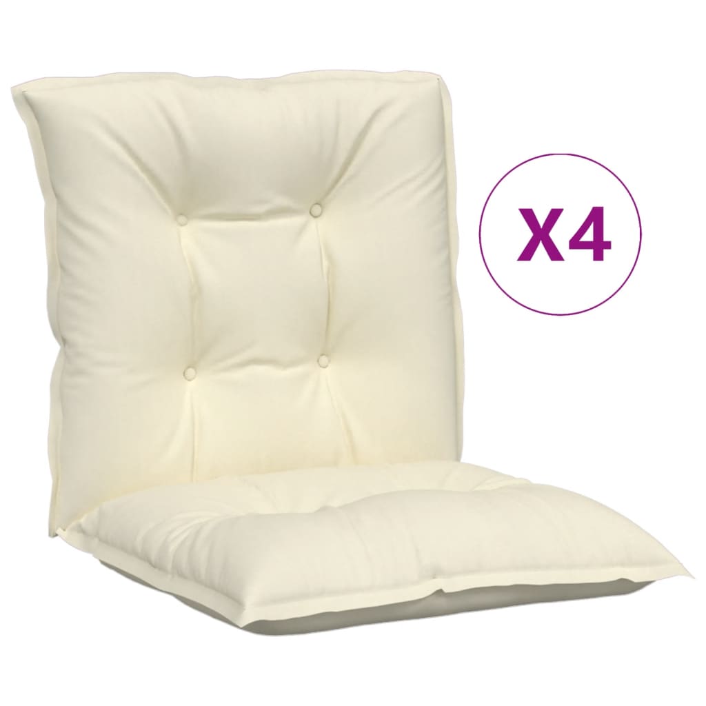 vidaXL Podušky na židli nízké opěradlo 4 ks krémové 100x50x7 cm textil