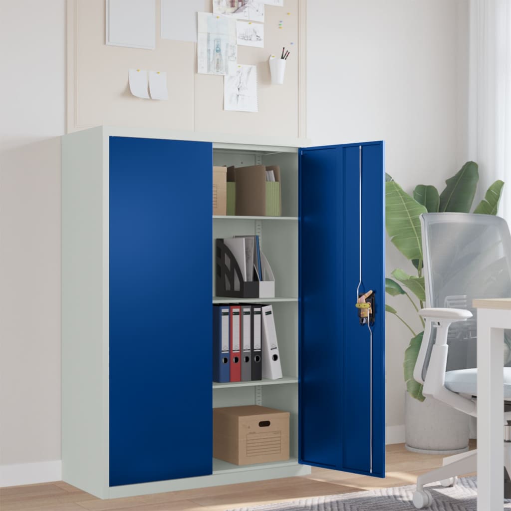 vidaXL Kancelářská skříň kovová 90 x 40 x 140 cm šedá a modrá
