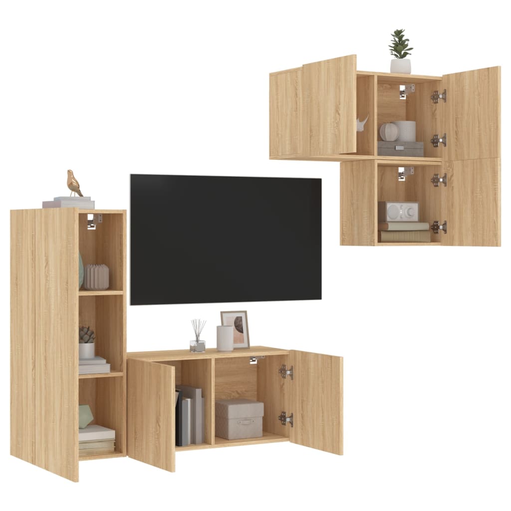 vidaXL 4dílná obývací stěna dub sonoma kompozitní dřevo