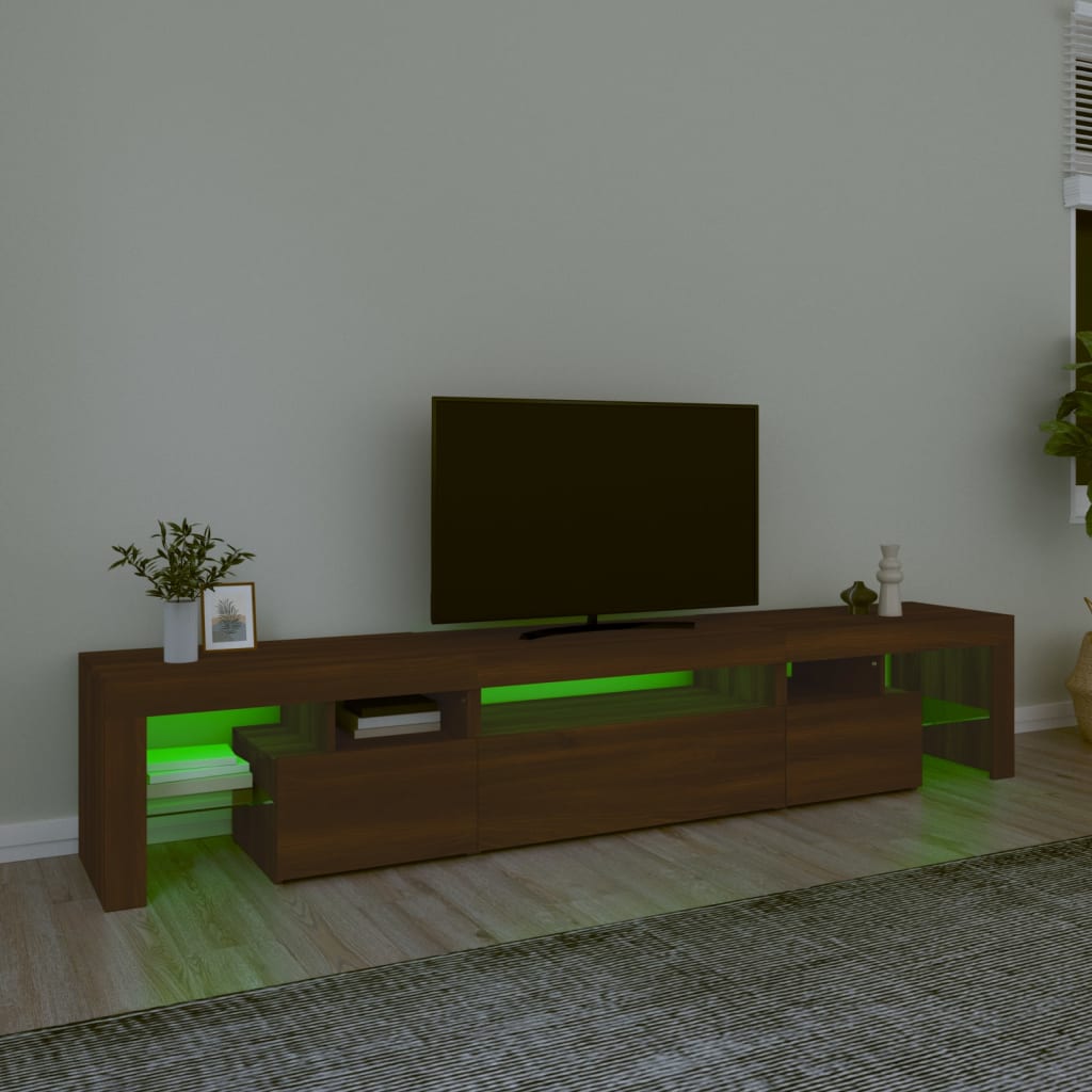 vidaXL TV skříňka s LED osvětlením hnědý dub 215x36,5x40 cm