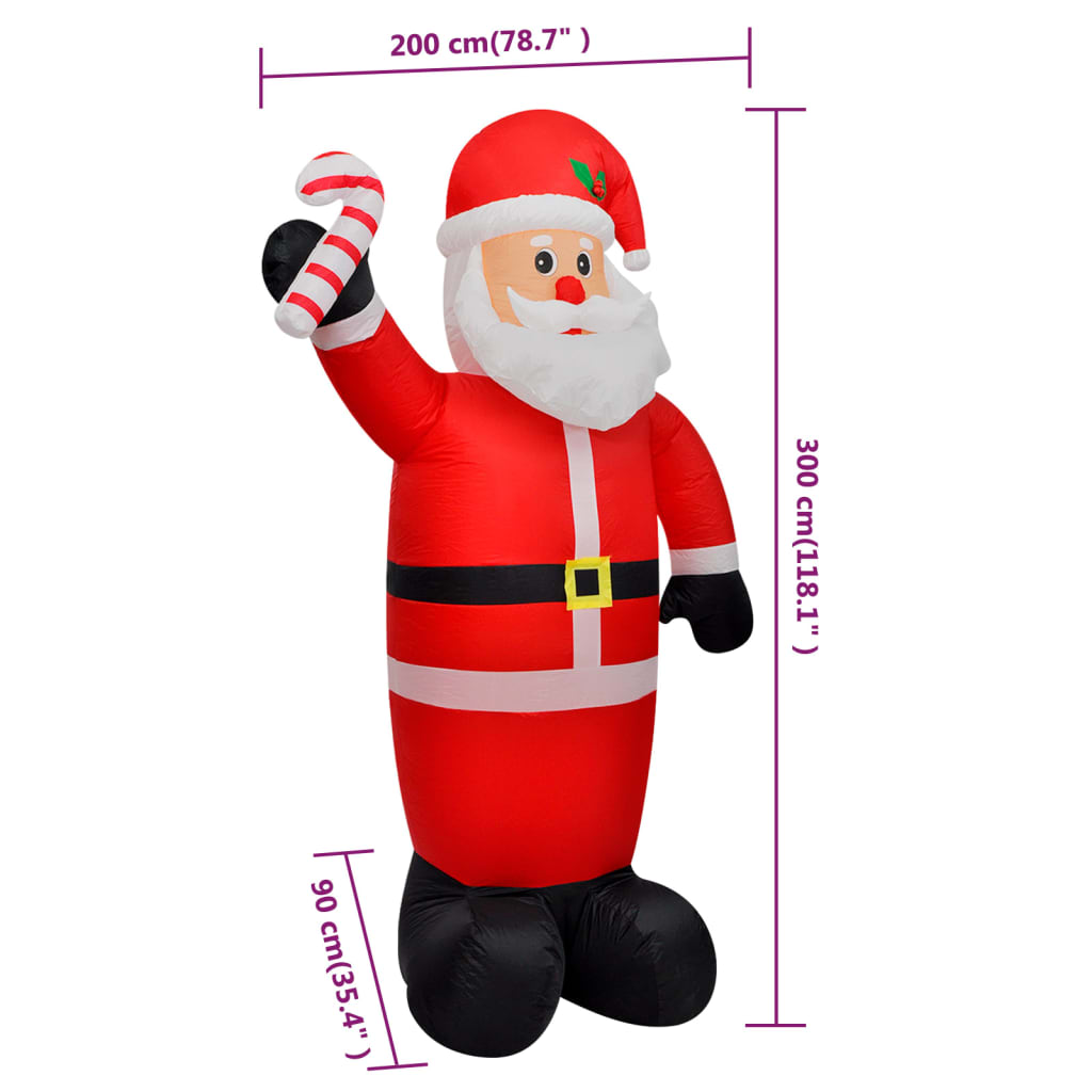 vidaXL Nafukovací Santa Claus s LED diodami 300 cm