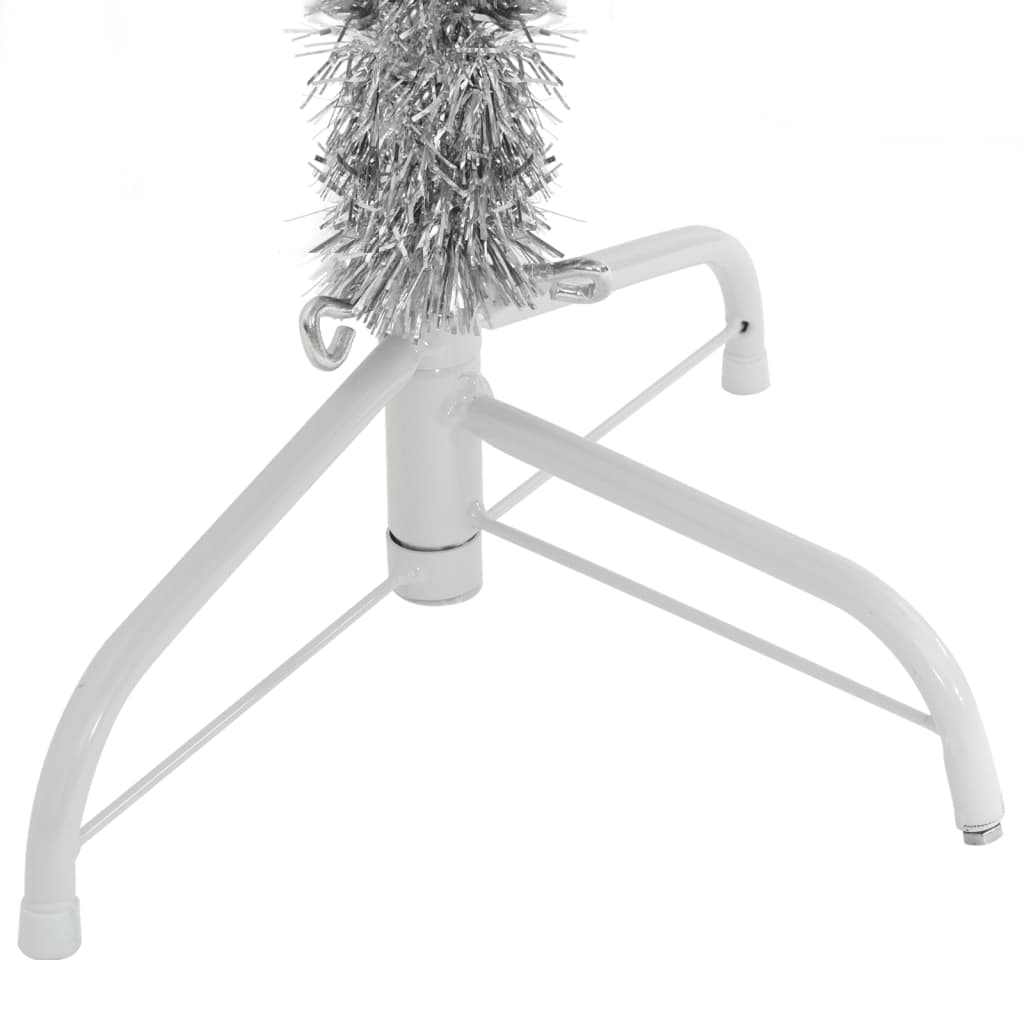 vidaXL Umělý poloviční vánoční stromek se stojanem stříbrný 150 cm PET