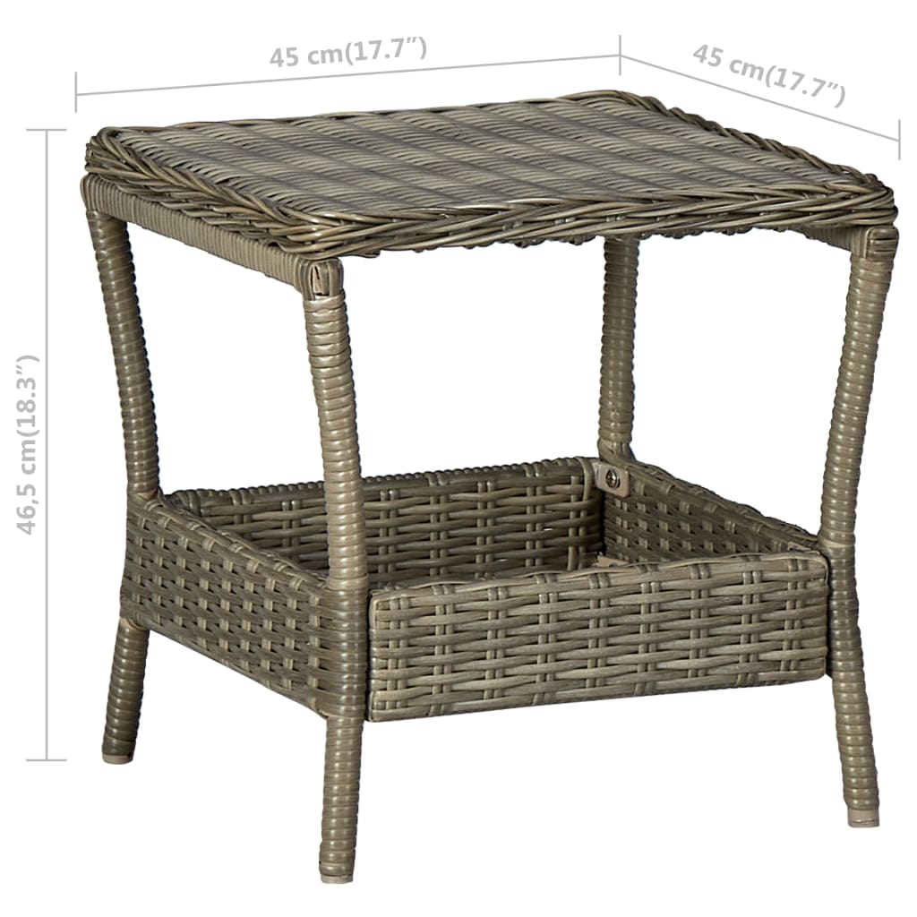 vidaXL Zahradní stolek hnědý 45 x 45 x 46,5 cm polyratan