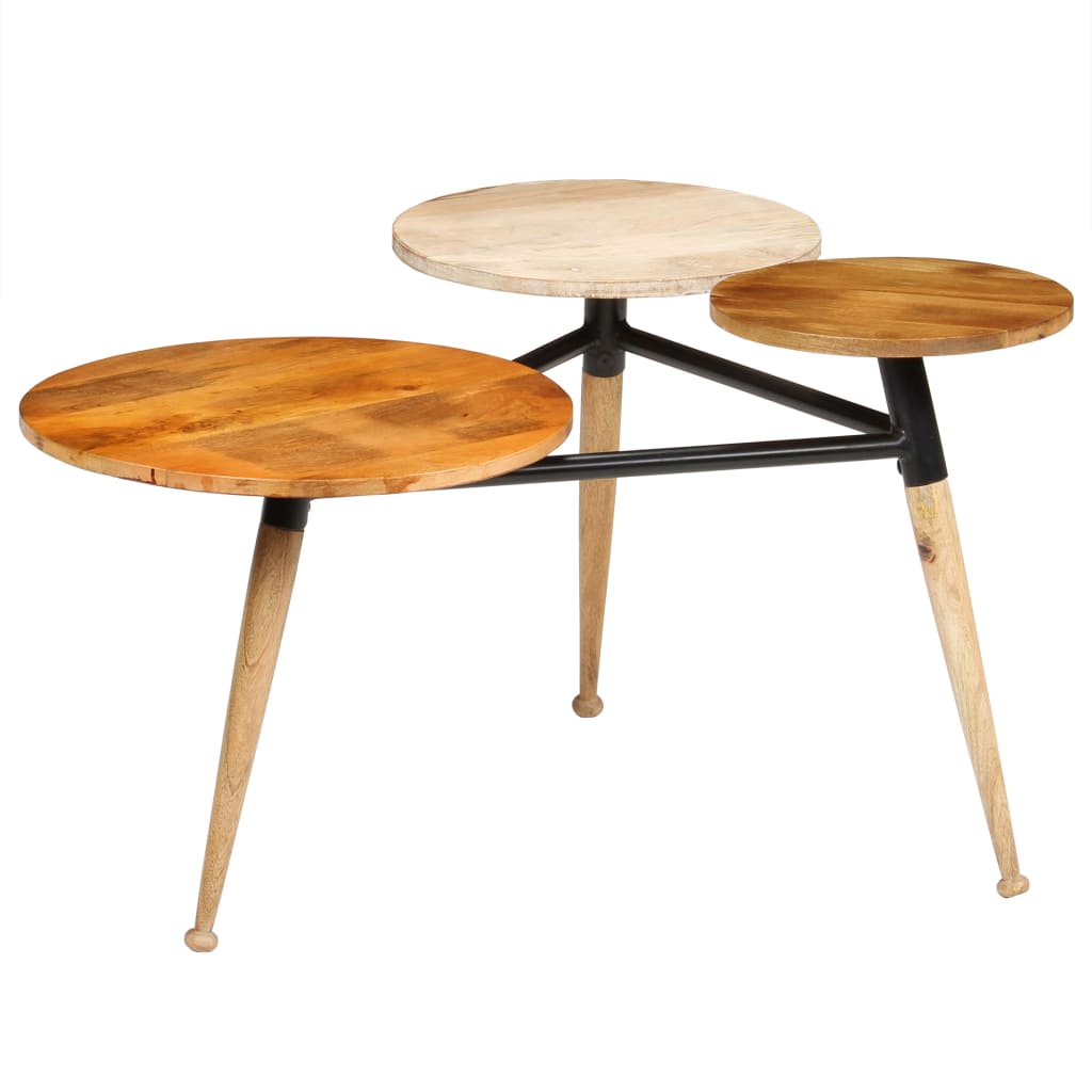 vidaXL Konferenční stolek z masivního mangovníku a oceli 89x77x52 cm