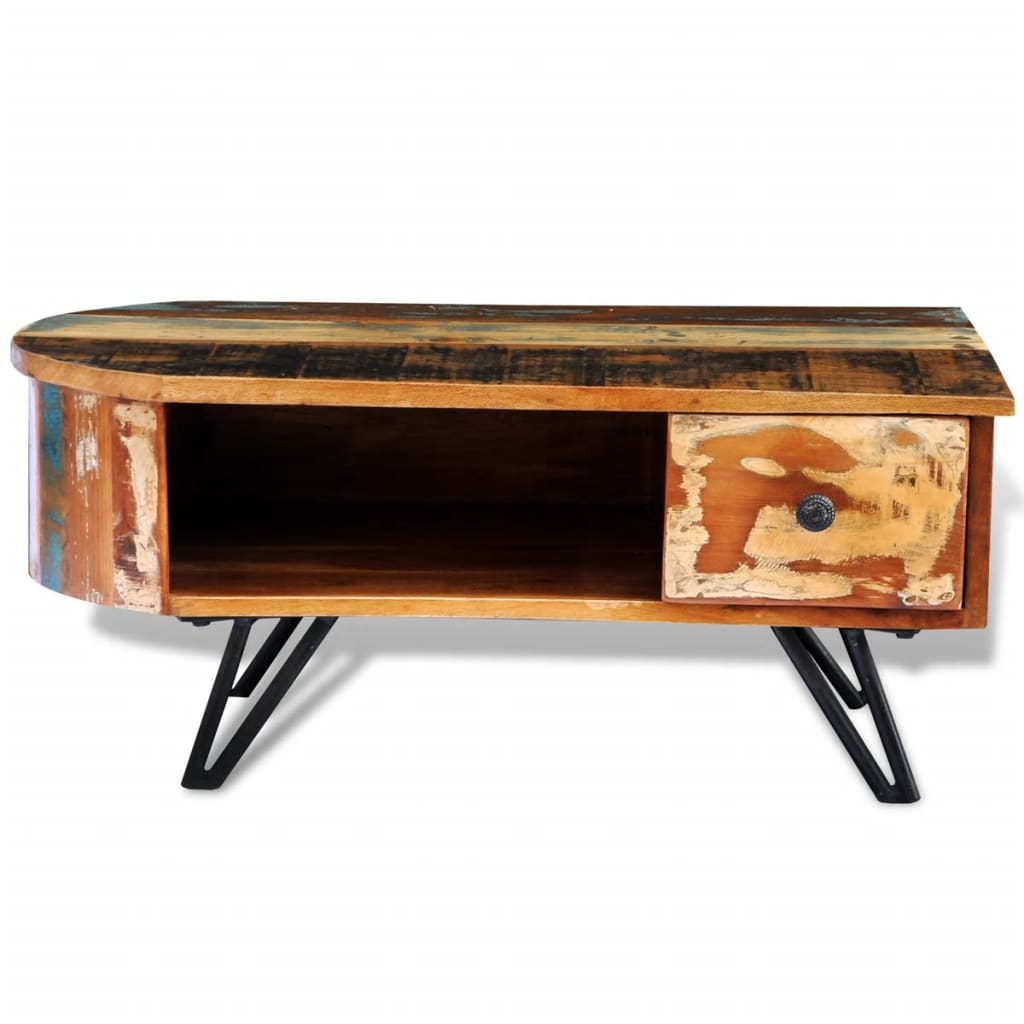 vidaXL Konferenční stolek s železnými nohami masivní recyklované dřevo