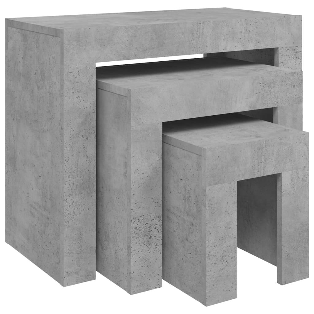 vidaXL Hnízdové konferenční stolky 3 ks betonově šedé dřevotříska