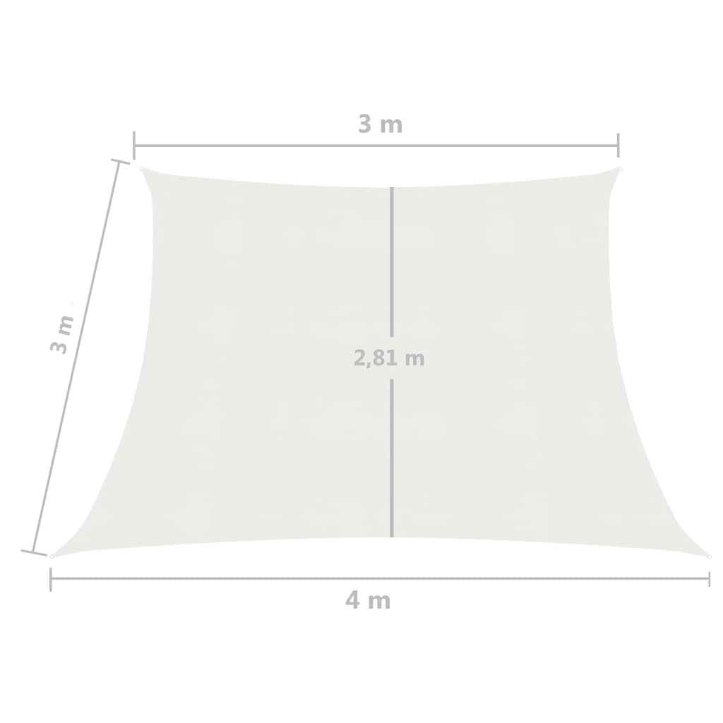 vidaXL Stínící plachta 160 g/m² bílá 3/4 x 3 m HDPE