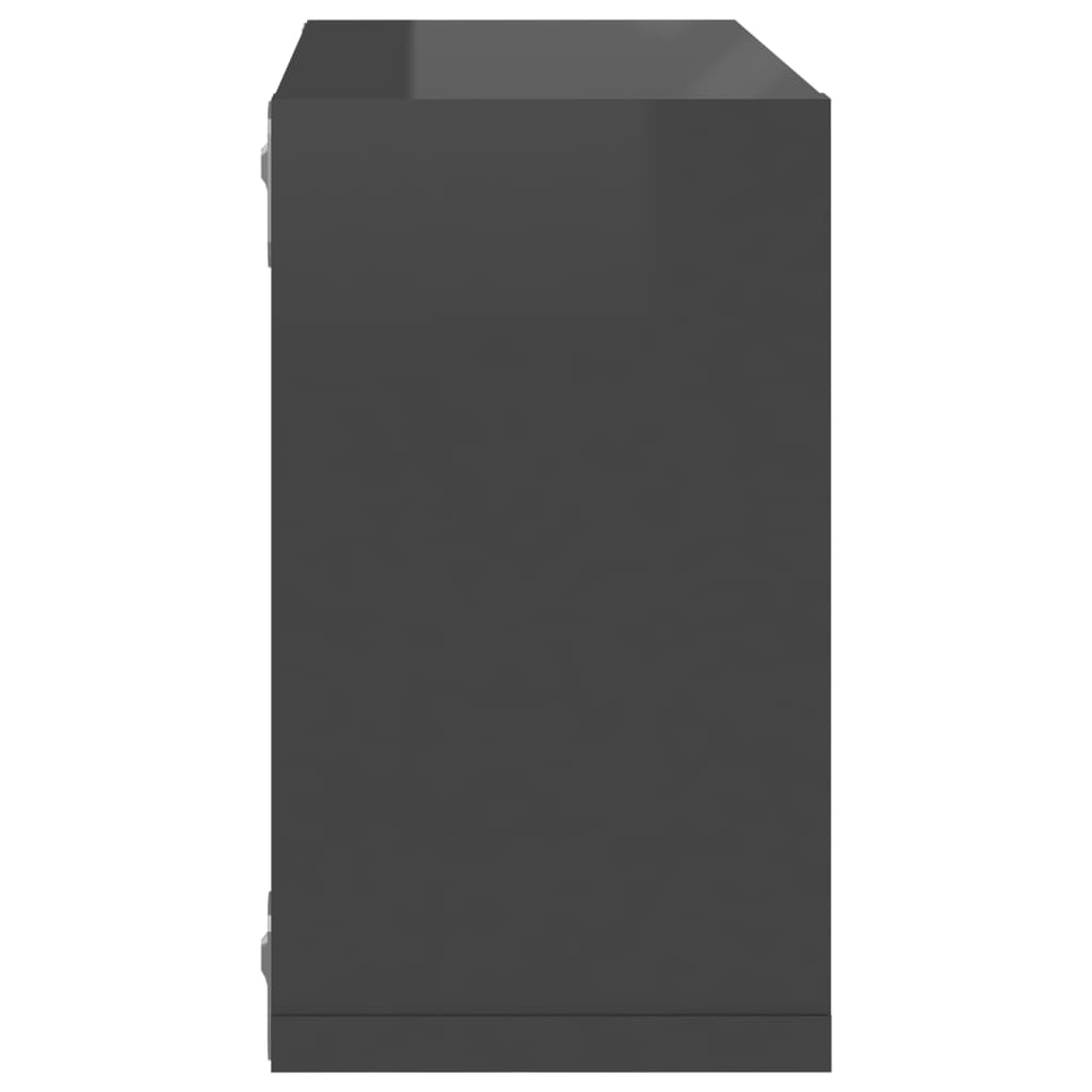 vidaXL Nástěnné police kostky 4 ks šedé s vysokým leskem 26x15x26 cm