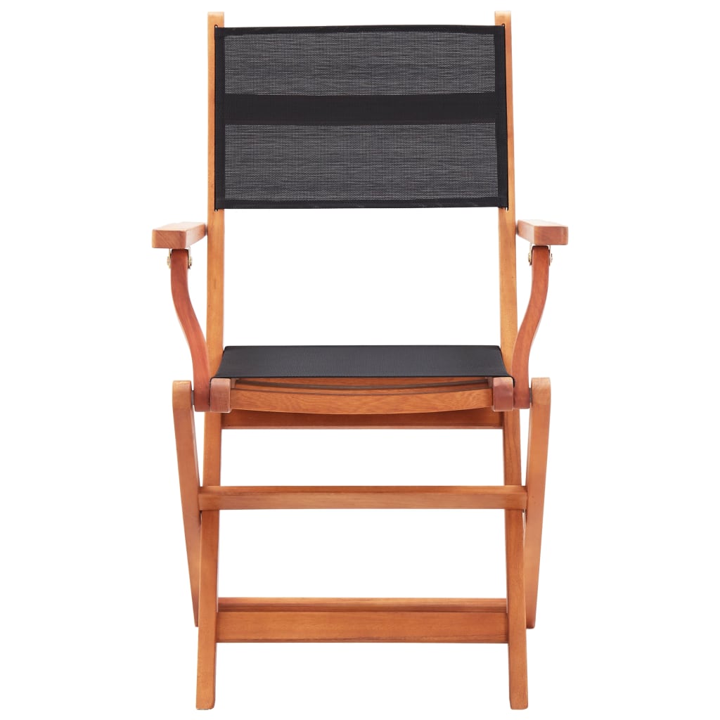 vidaXL Skládací zahradní židle 2 ks černé masivní eukalyptus textilen