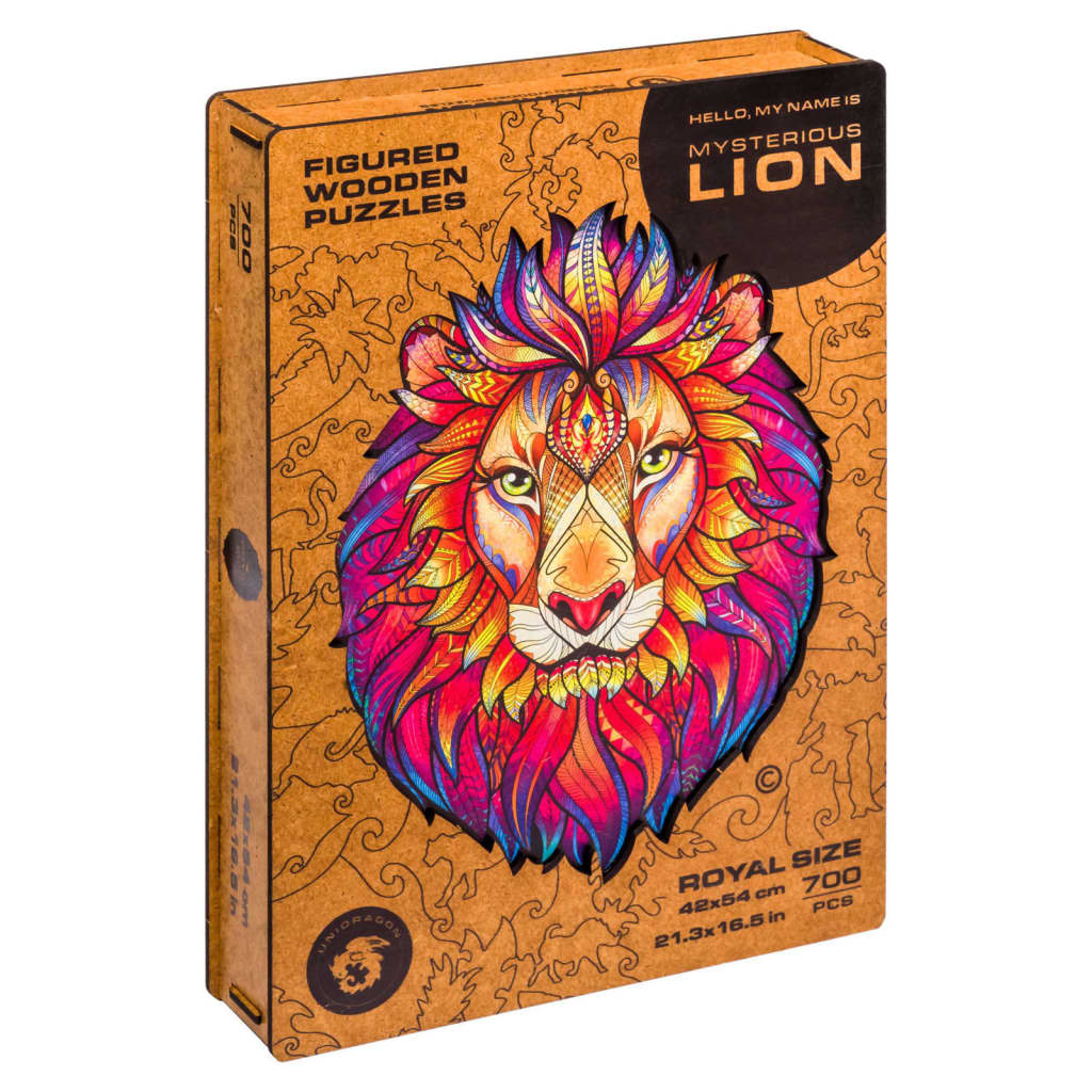 UNIDRAGON 700dílné dřevěné puzzle Mysterious Lion Royal Size 42x54 cm