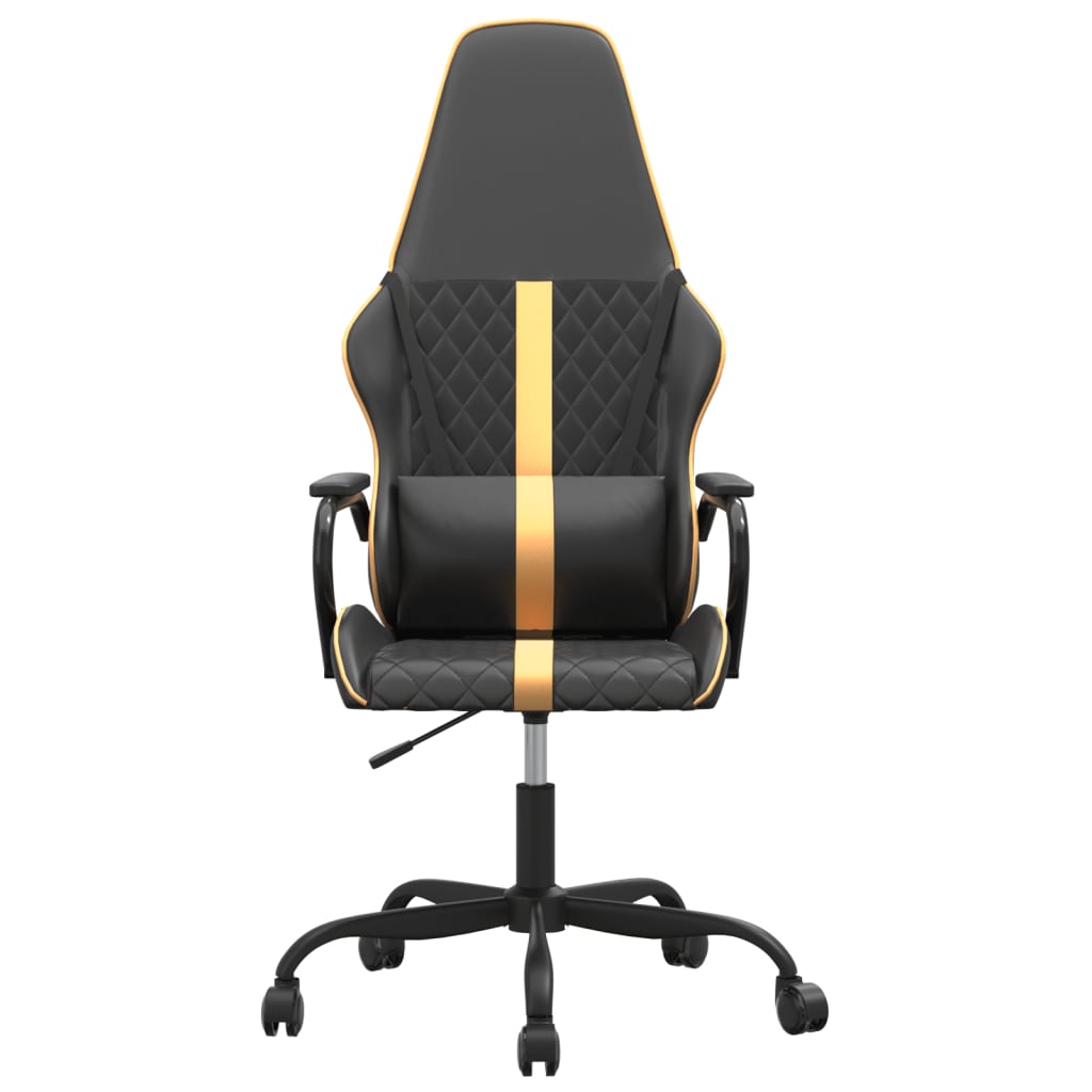 vidaXL Masážní herní židle zlatá a černá umělá kůže
