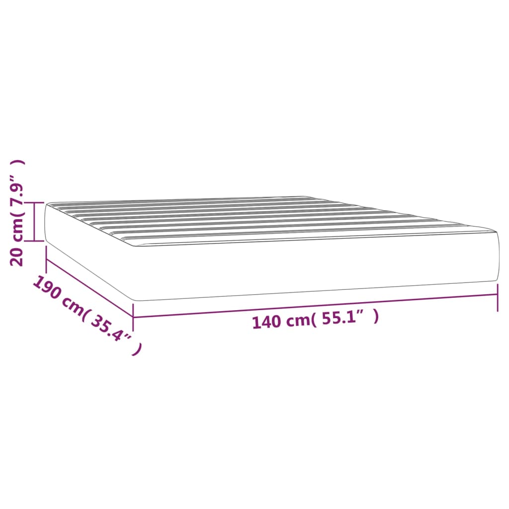 vidaXL Taštičková matrace hnědá 140 x 190 x 20 cm umělá kůže