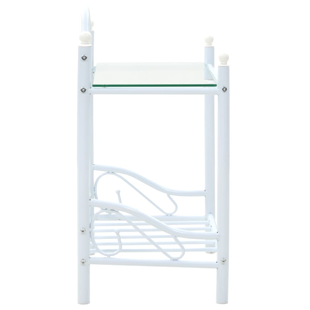 vidaXL Noční stolek z oceli a tvrzeného skla 45 x 30,5 x 60 cm bílý