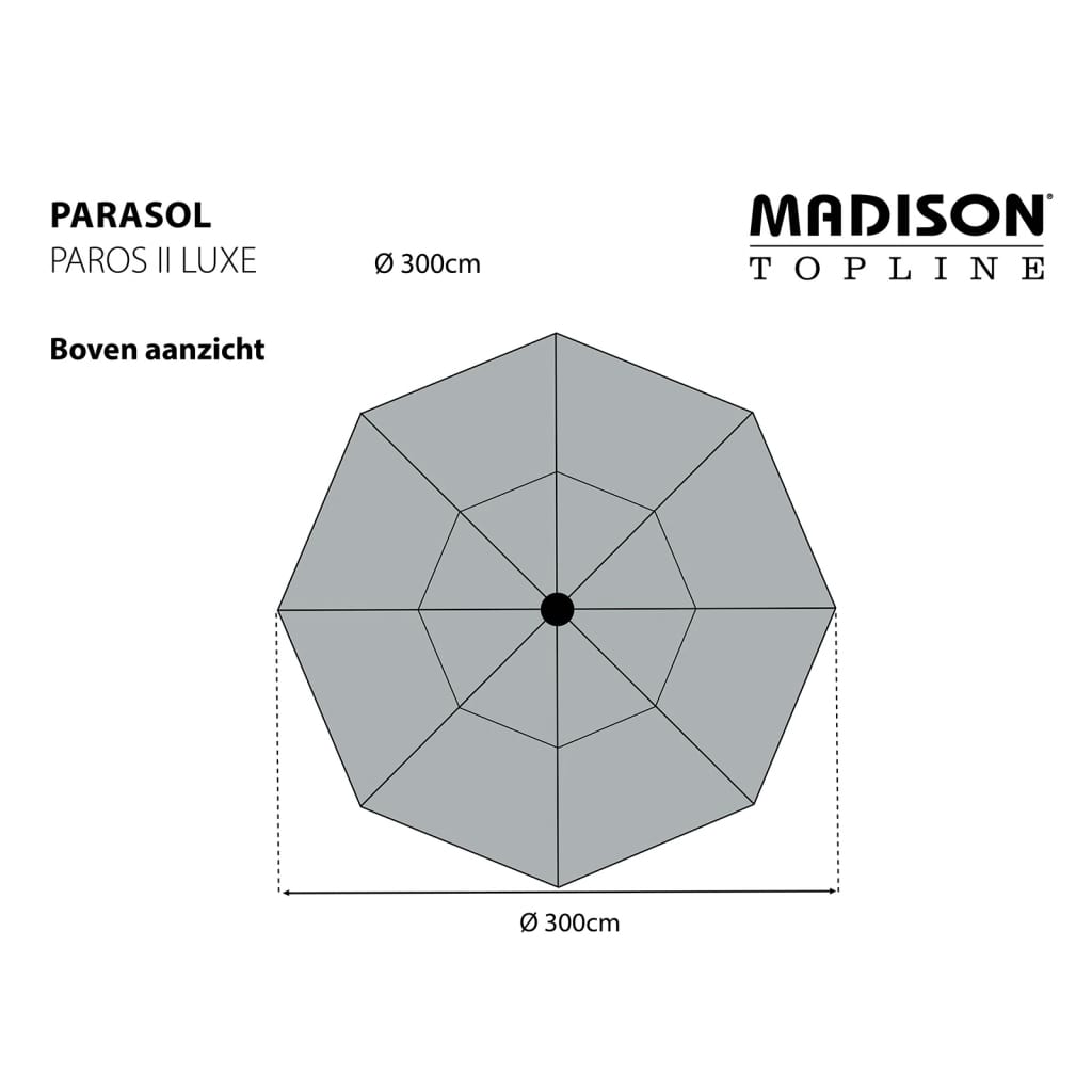 Madison Slunečník Paros II Luxe 300 cm světle šedý