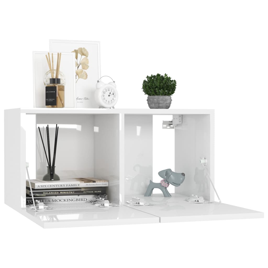 vidaXL Závěsné TV skříňky 3 ks bílé s vysokým leskem 60 x 30 x 30 cm