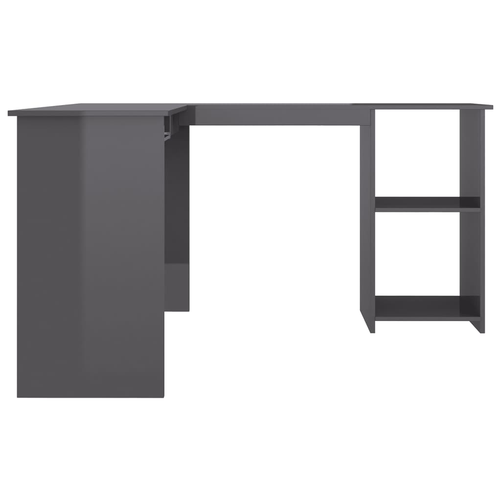 vidaXL Rohový psací stůl šedý vysoký lesk 120x140x75 cm dřevotříska