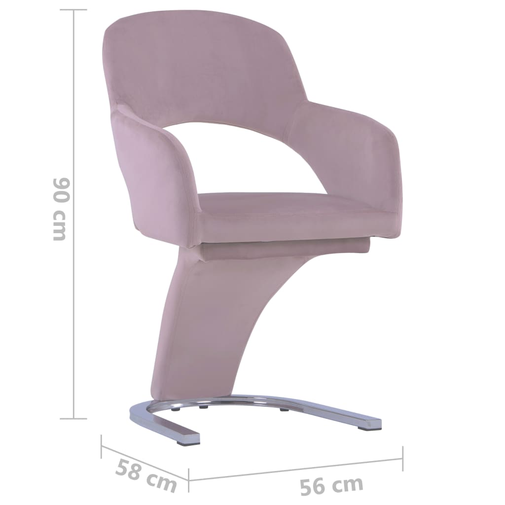 vidaXL Jídelní židle 2 ks růžové samet