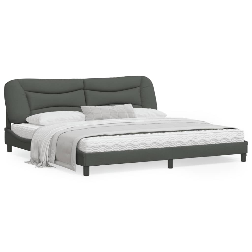 vidaXL Rám postele s čelem tmavě šedý 200x200 cm textil