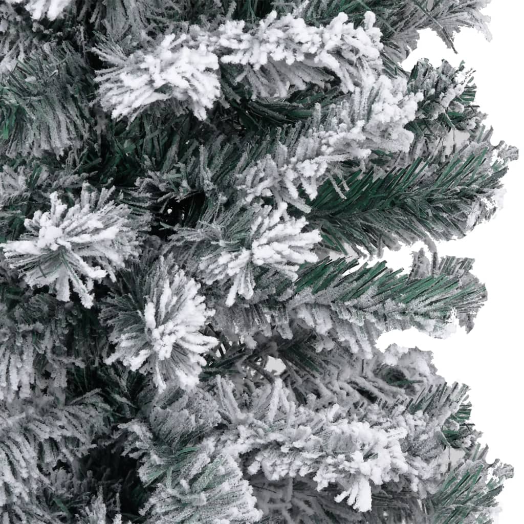 vidaXL Úzký vánoční stromek s LED zasněžený zelený 120 cm PVC