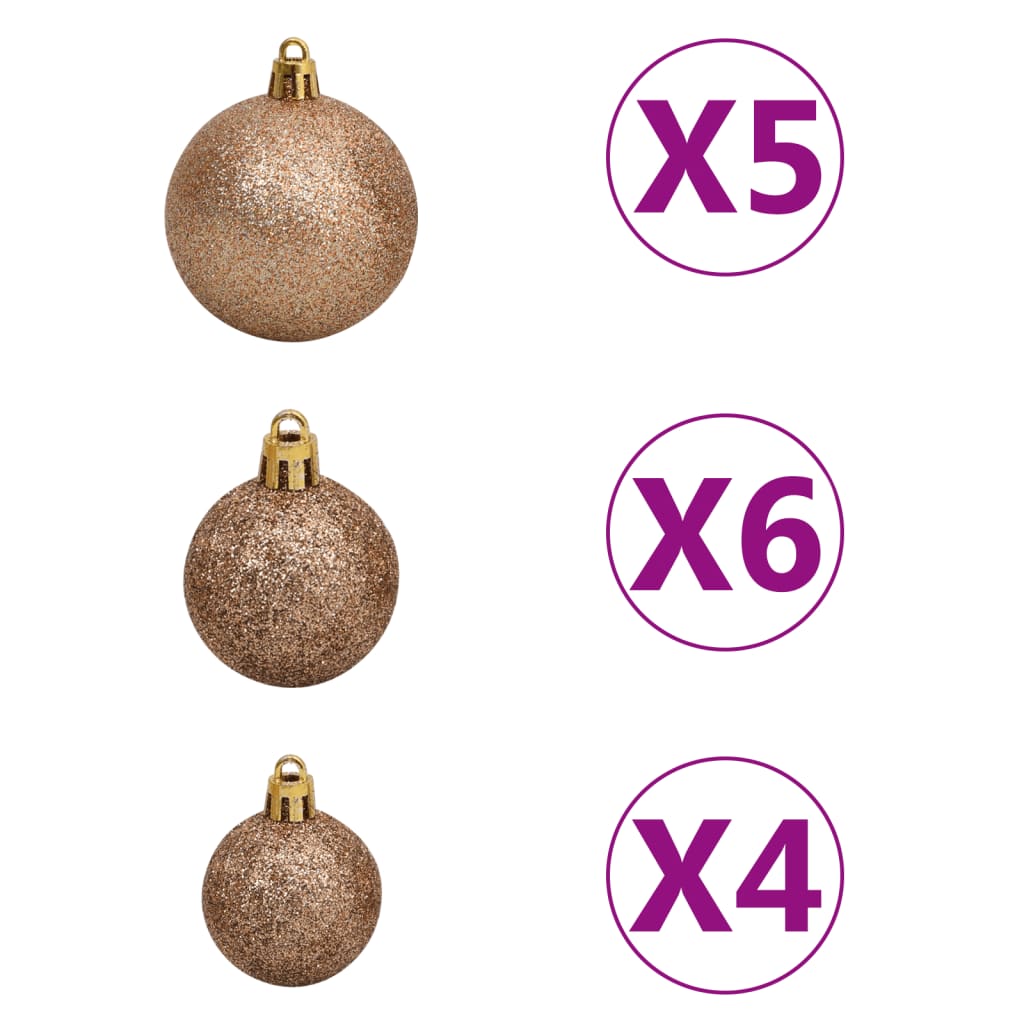vidaXL Umělý vánoční stromek LED osvětlení sada koulí a šišky 180 cm