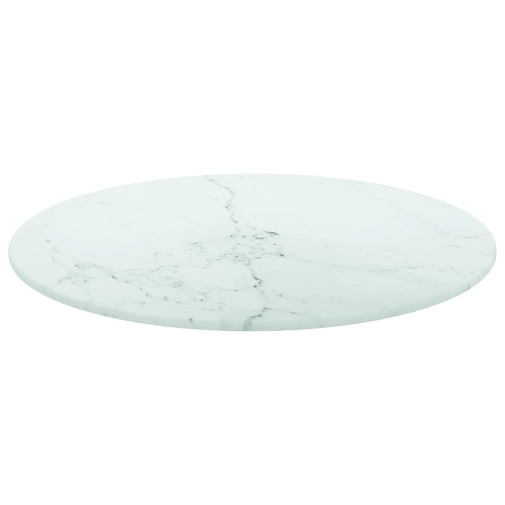 vidaXL Stolní deska bílá Ø 40 x 0,8 cm tvrzené sklo mramorový design