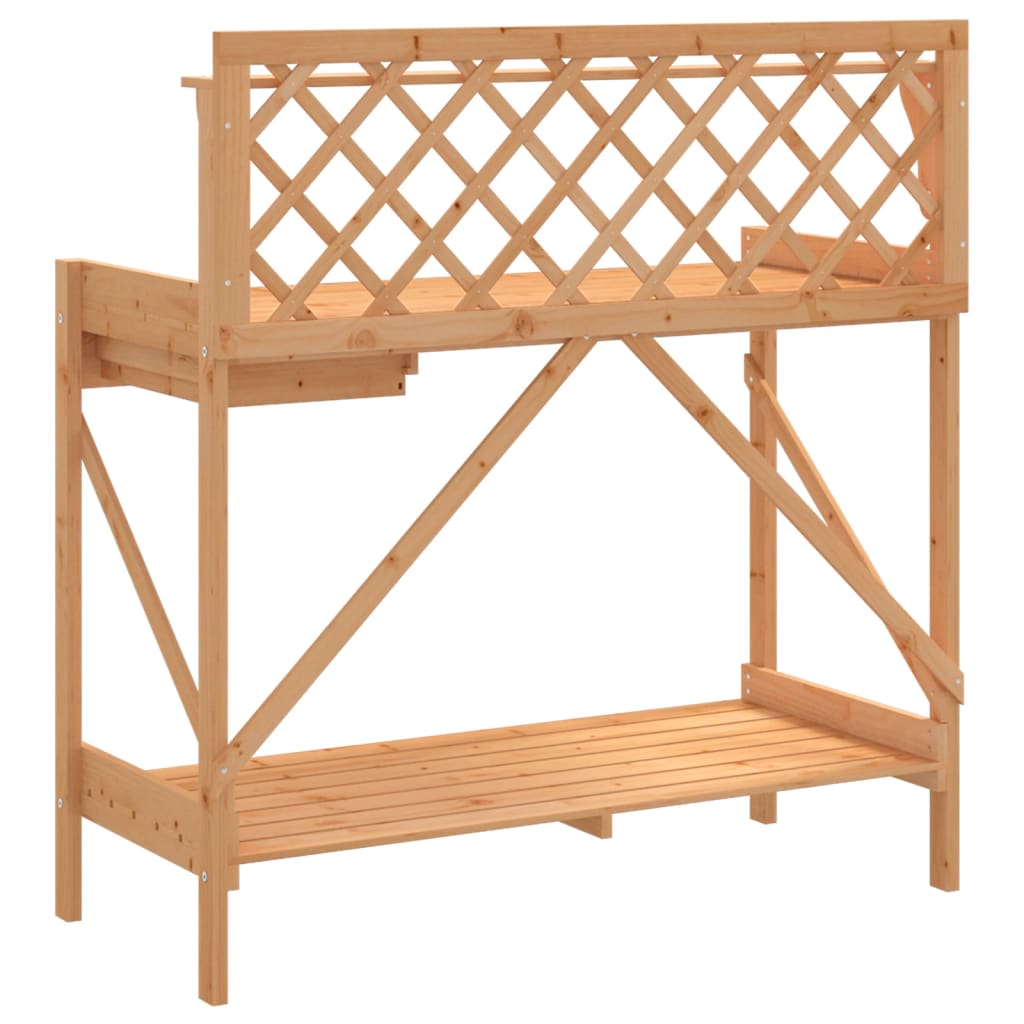 vidaXL Přesazovací stolek s treláží hnědý masivní jedlové dřevo