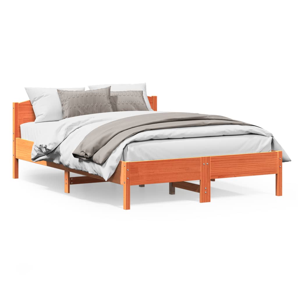 vidaXL Rám postele s čelem voskově hnědý 160x200 cm masivní borovice