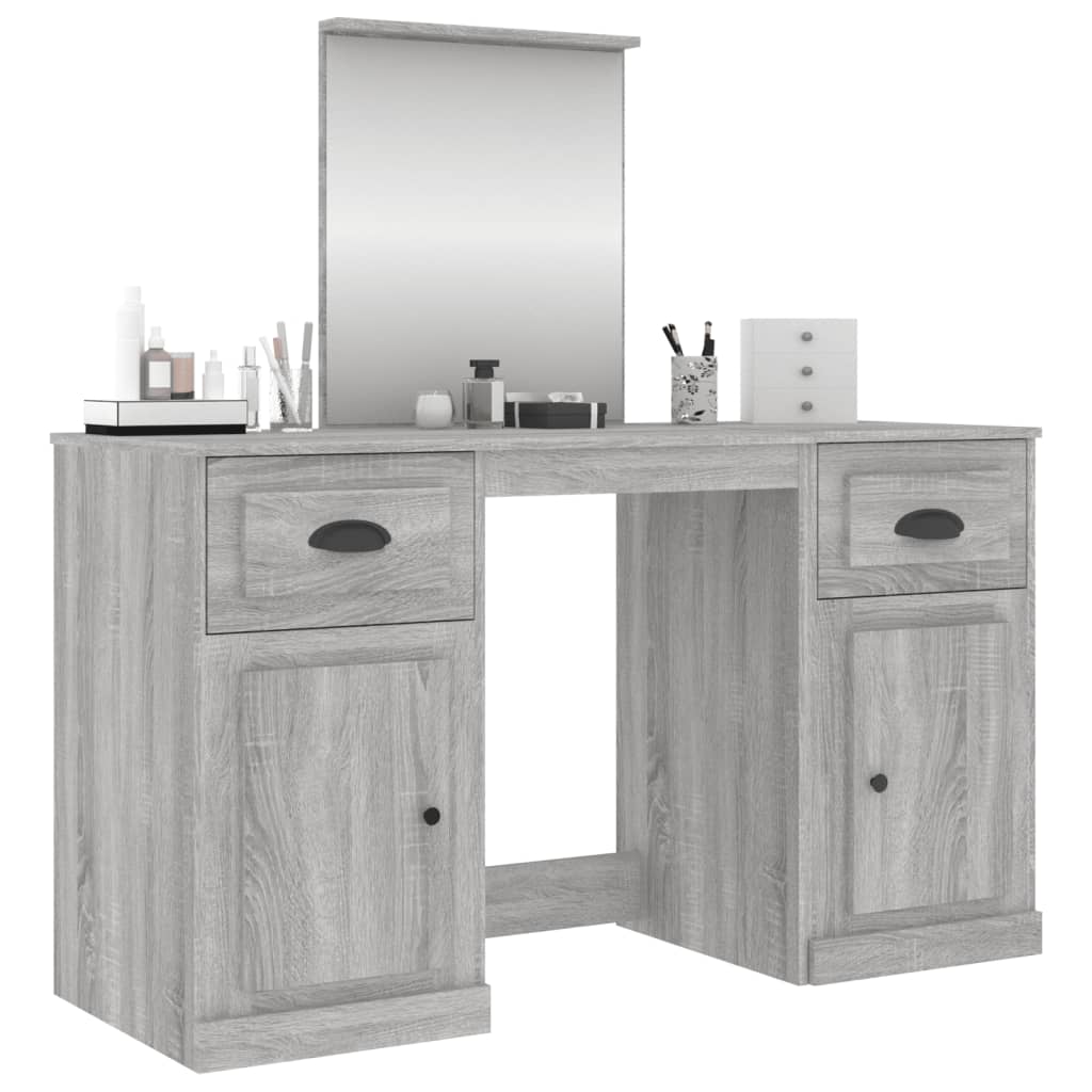 vidaXL Toaletní stolek se zrcadlem šedý sonoma 130 x 50 x 132,5 cm