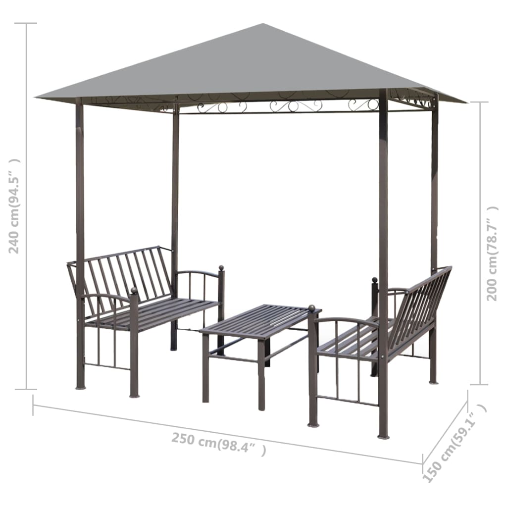 vidaXL Zahradní altán se stolem a lavicemi 2,5x1,5x2,4 m antracitový
