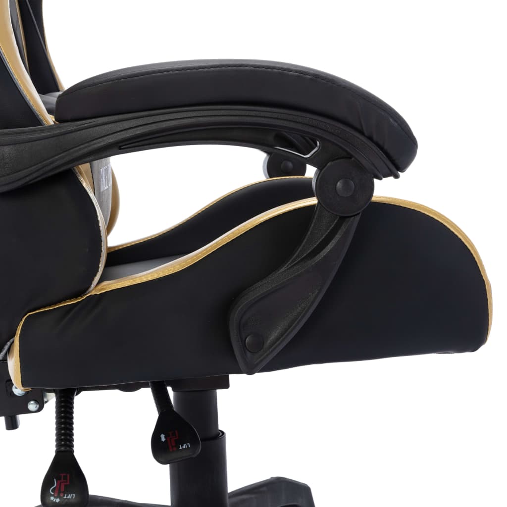 vidaXL Herní židle s RGB LED podsvícením zlato-černá umělá kůže