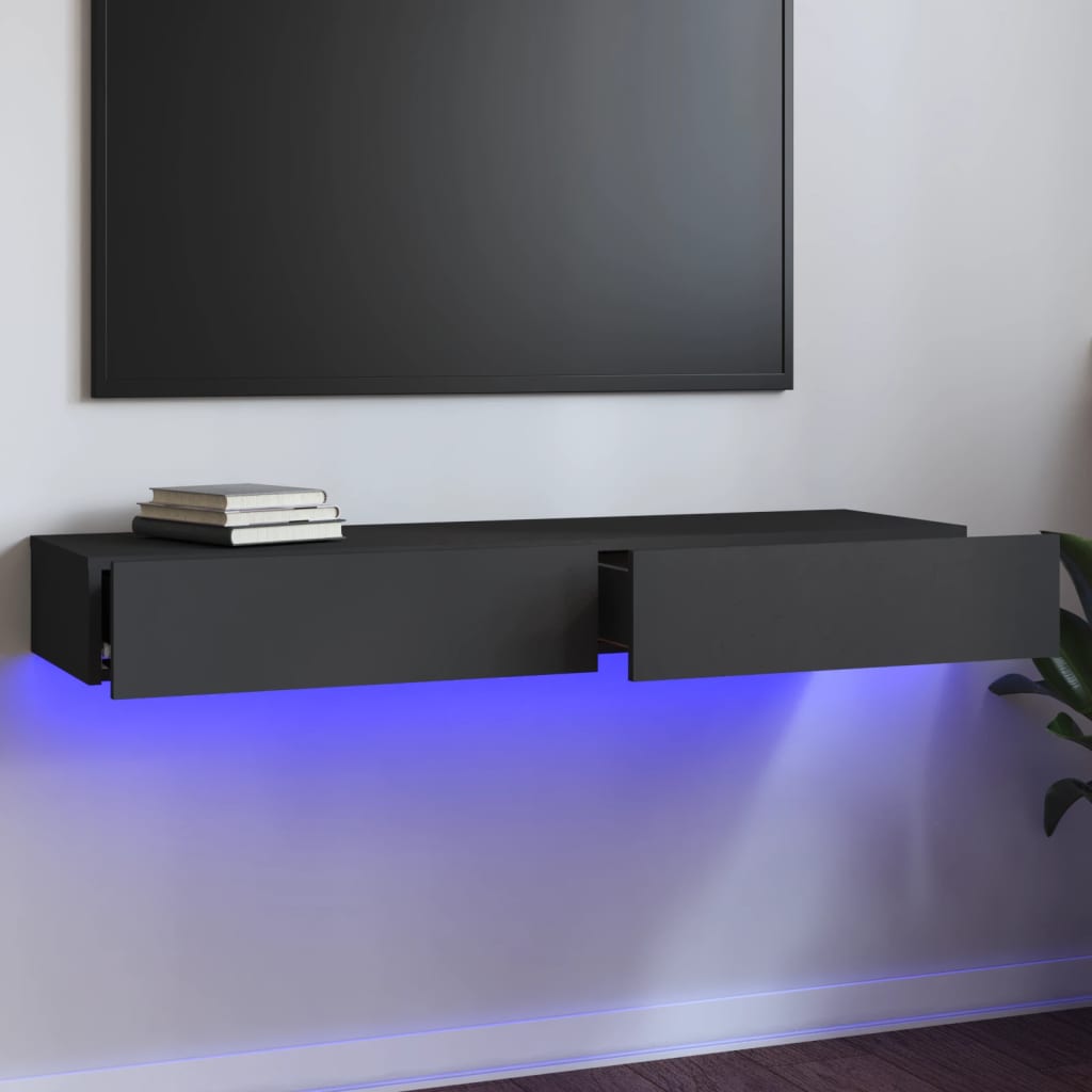 vidaXL TV skříňka s LED osvětlením šedá 120 x 35 x 15,5 cm
