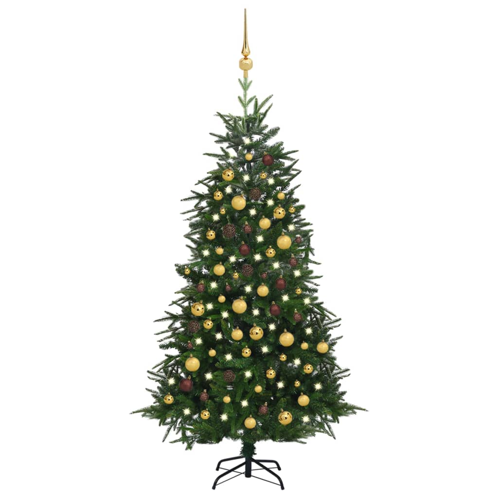 vidaXL Umělý vánoční stromek LED a sada koulí zelený 180 cm PVC a PE