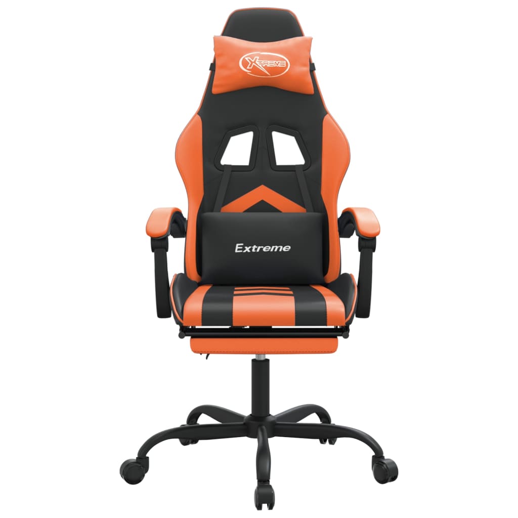 vidaXL Otočná herní židle s podnožkou černá a oranžová umělá kůže