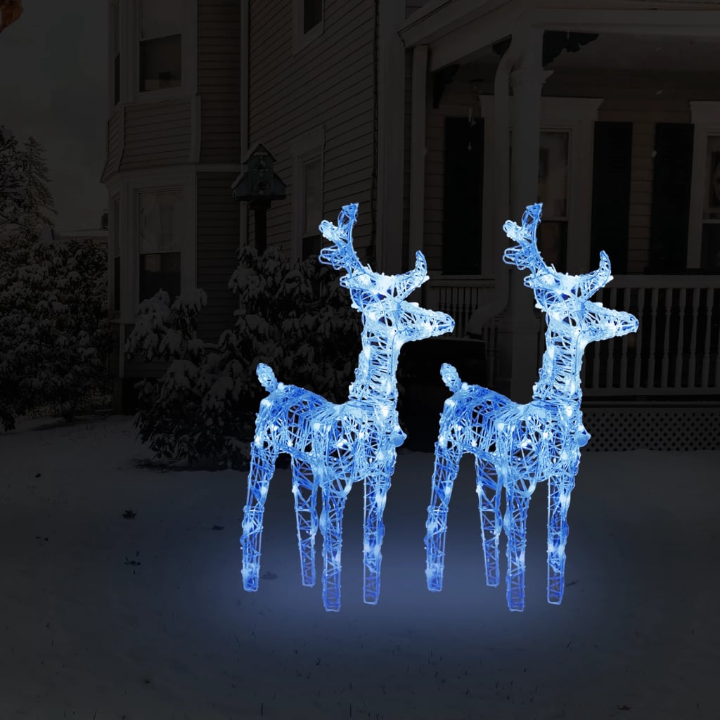 vidaXL Vánoční sobi 2 ks 80 modrých LED diod akryl