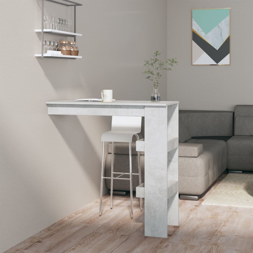 vidaXL Nástěnný barový stolek betonově šedý 102 x 45 x 103,5 cm