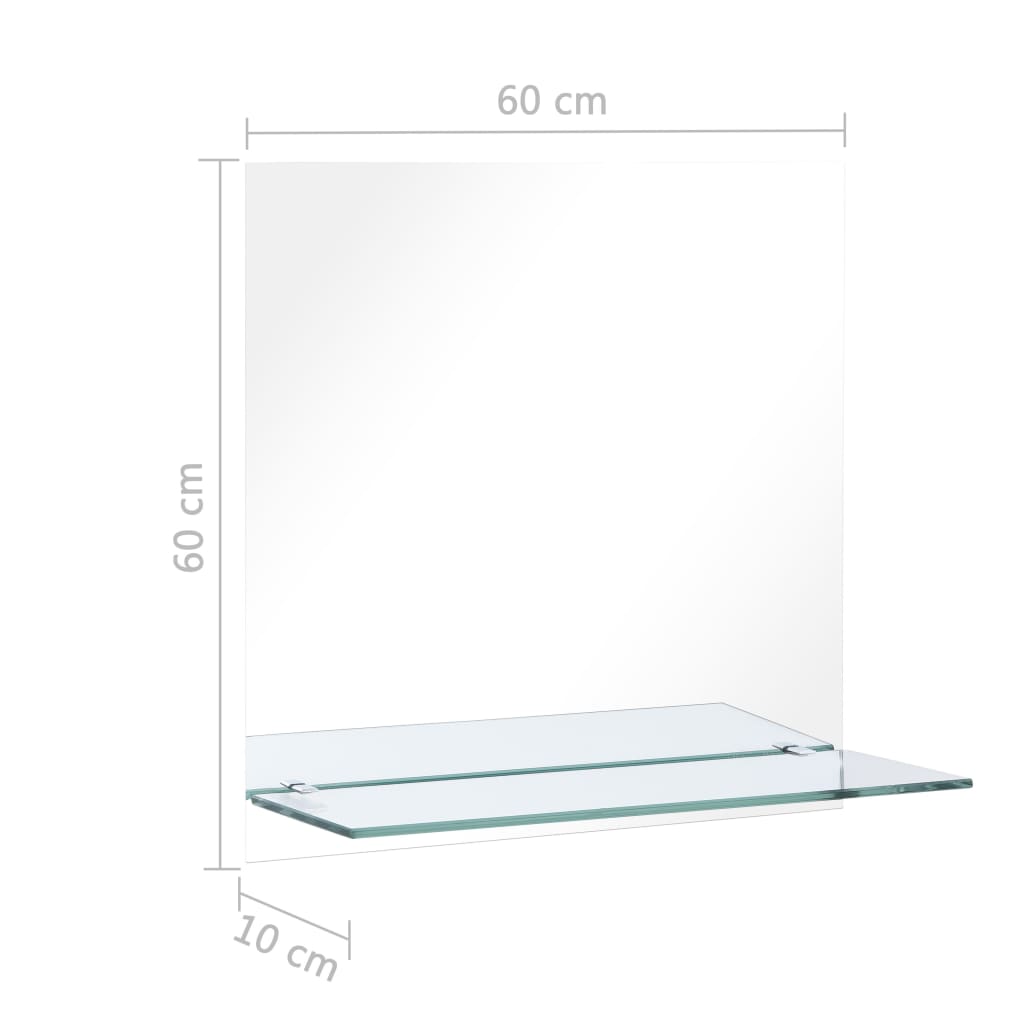vidaXL Nástěnné zrcadlo s policí 60 x 60 cm tvrzené sklo