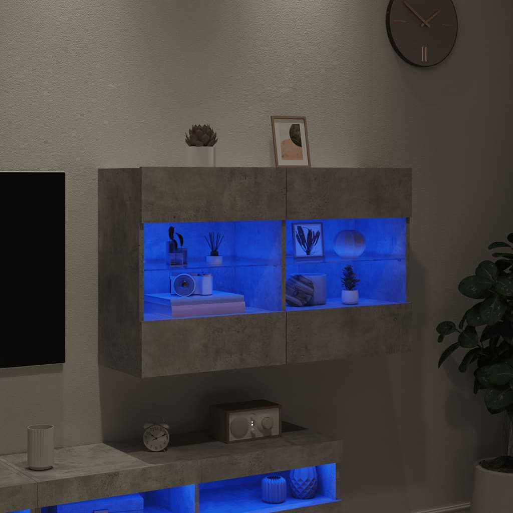 vidaXL Nástěnná TV skříňka s LED betonově šedá 98,5 x 30 x 60,5 cm