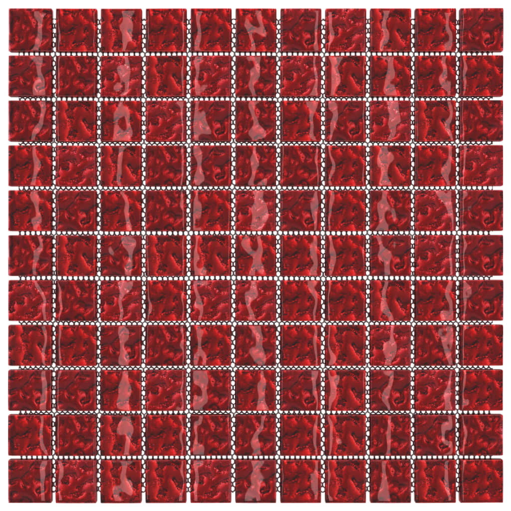vidaXL Mozaikové dlaždice 11 ks červené 30 x 30 cm sklo