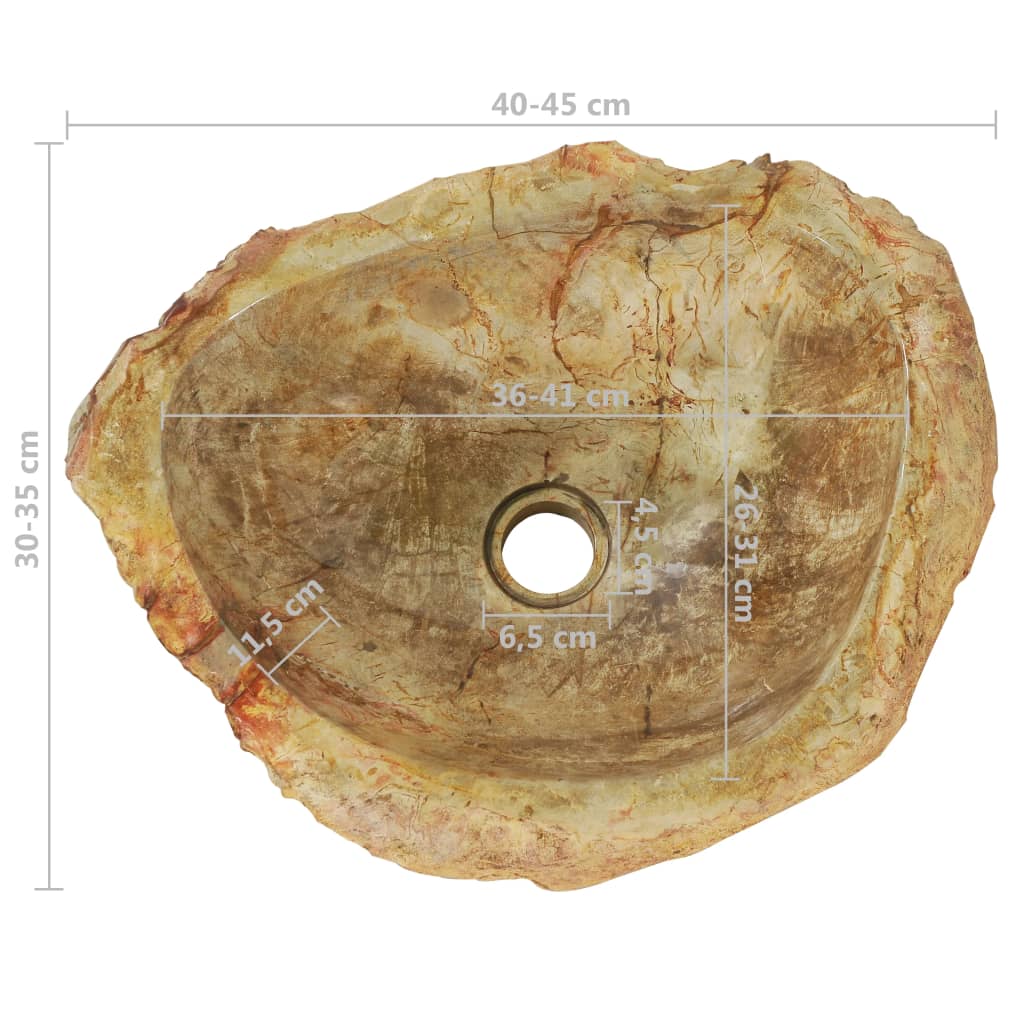 vidaXL Umyvadlo 45 x 35 x 15 cm fosilní kámen krémové