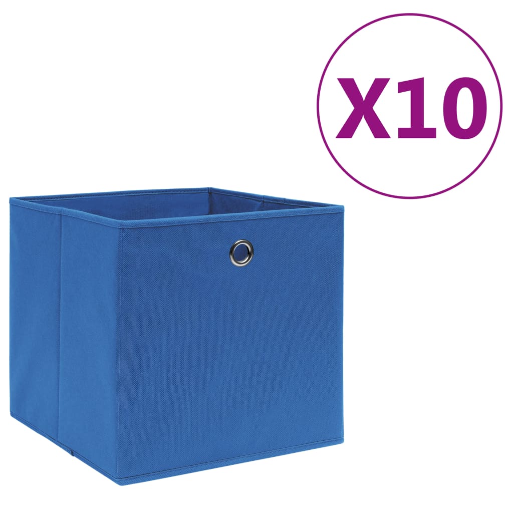 vidaXL Úložné boxy 10 ks netkaná textilie 28 x 28 x 28 cm modré