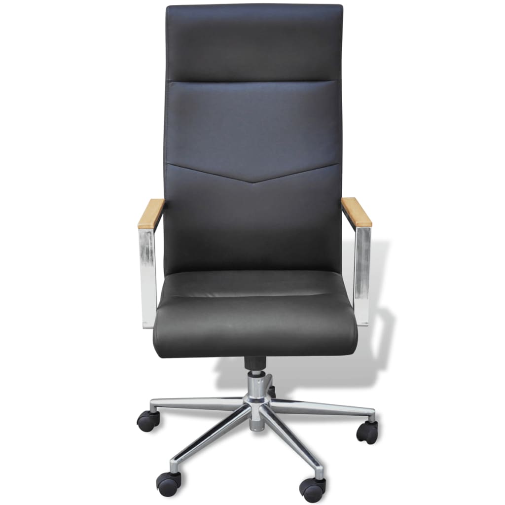 Kancelářská otočná židle z umělé kůže - černá