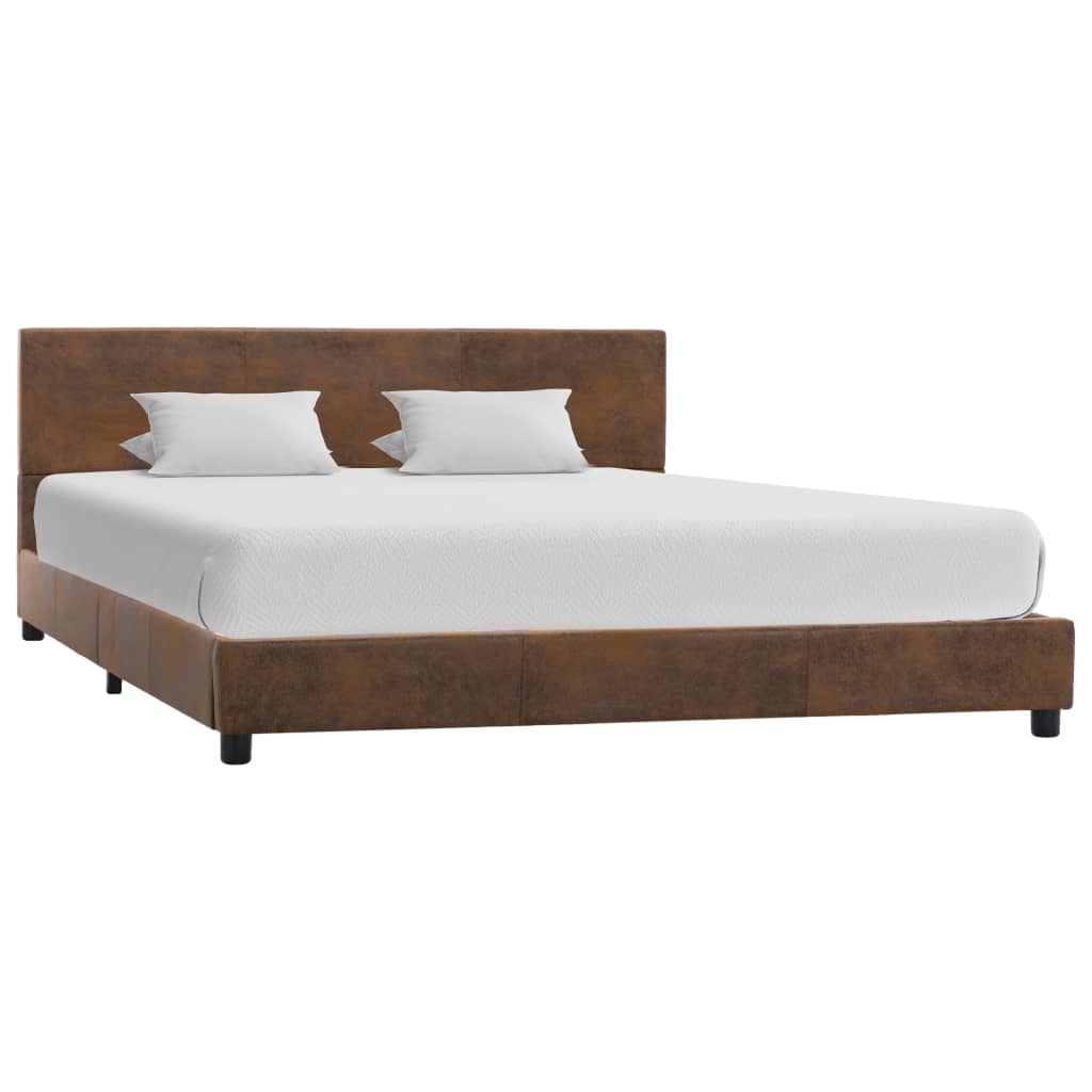 vidaXL Rám postele hnědý umělá broušená kůže 120 x 200 cm