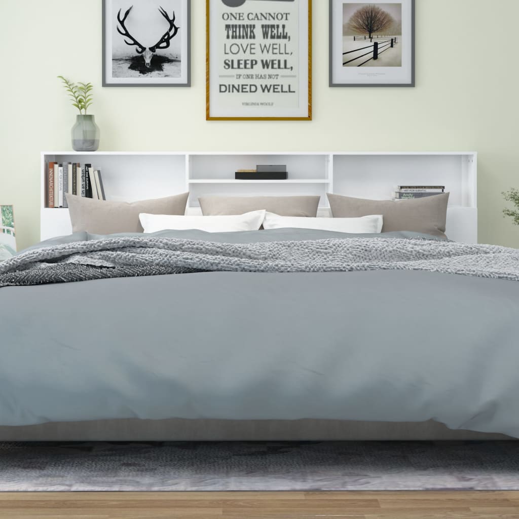 vidaXL Čelo postele s úložným prostorem lesklé bílé 220x19x103,5 cm