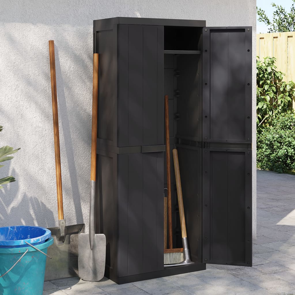 vidaXL Zahradní úložná skříň černá 65 x 37 x 165 cm PP