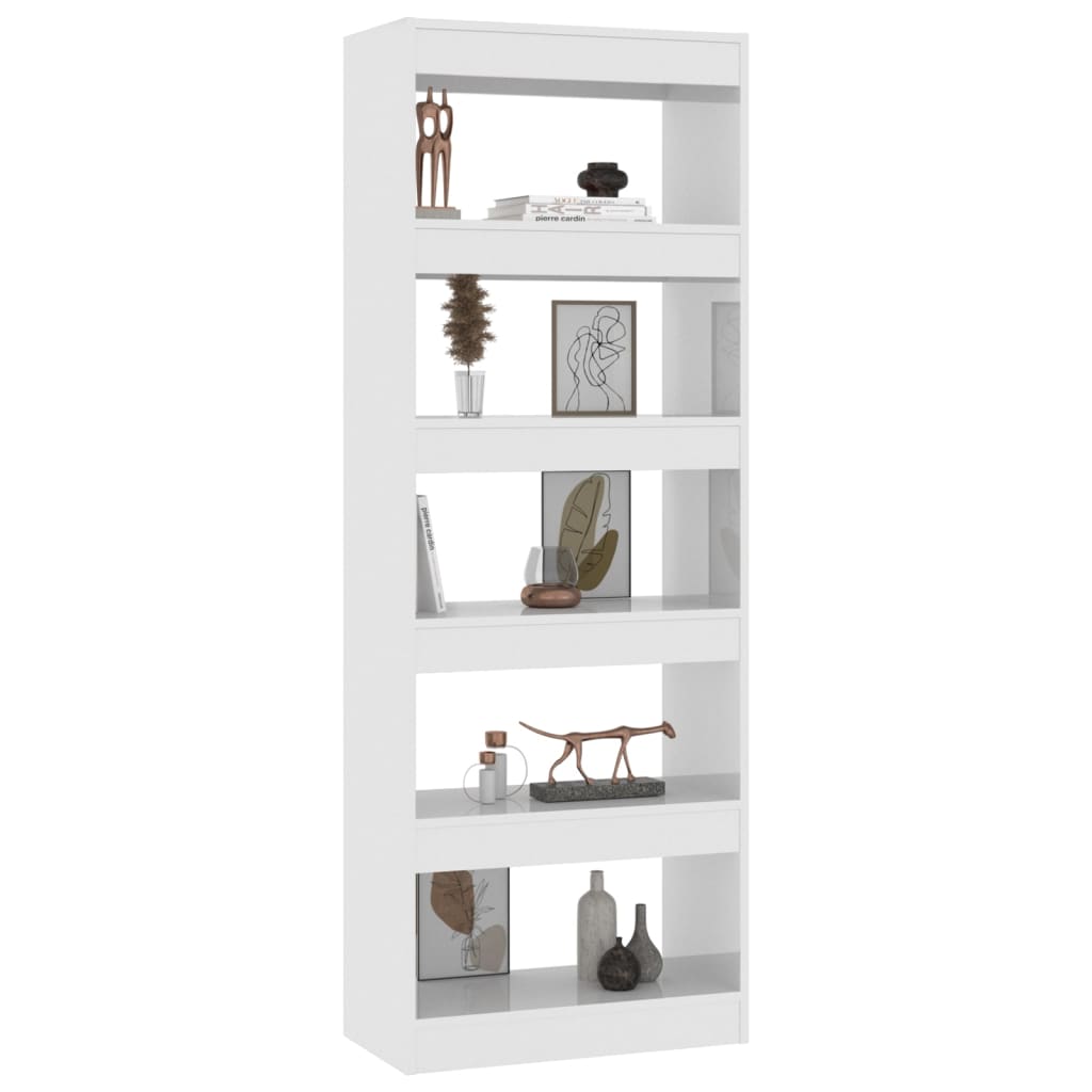 vidaXL Knihovna/dělicí stěna bílá vysoký lesk 60x30x166 cm dřevotříska