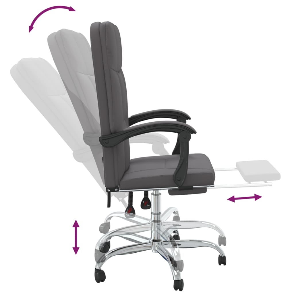vidaXL Polohovací kancelářská židle šedá umělá kůže