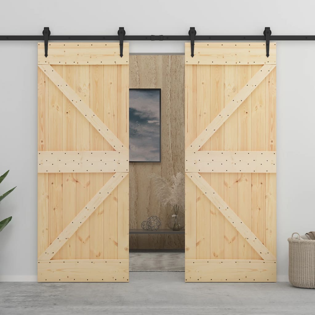 vidaXL Posuvné dveře se setem kování 100 x 210 cm masivní borové dřevo