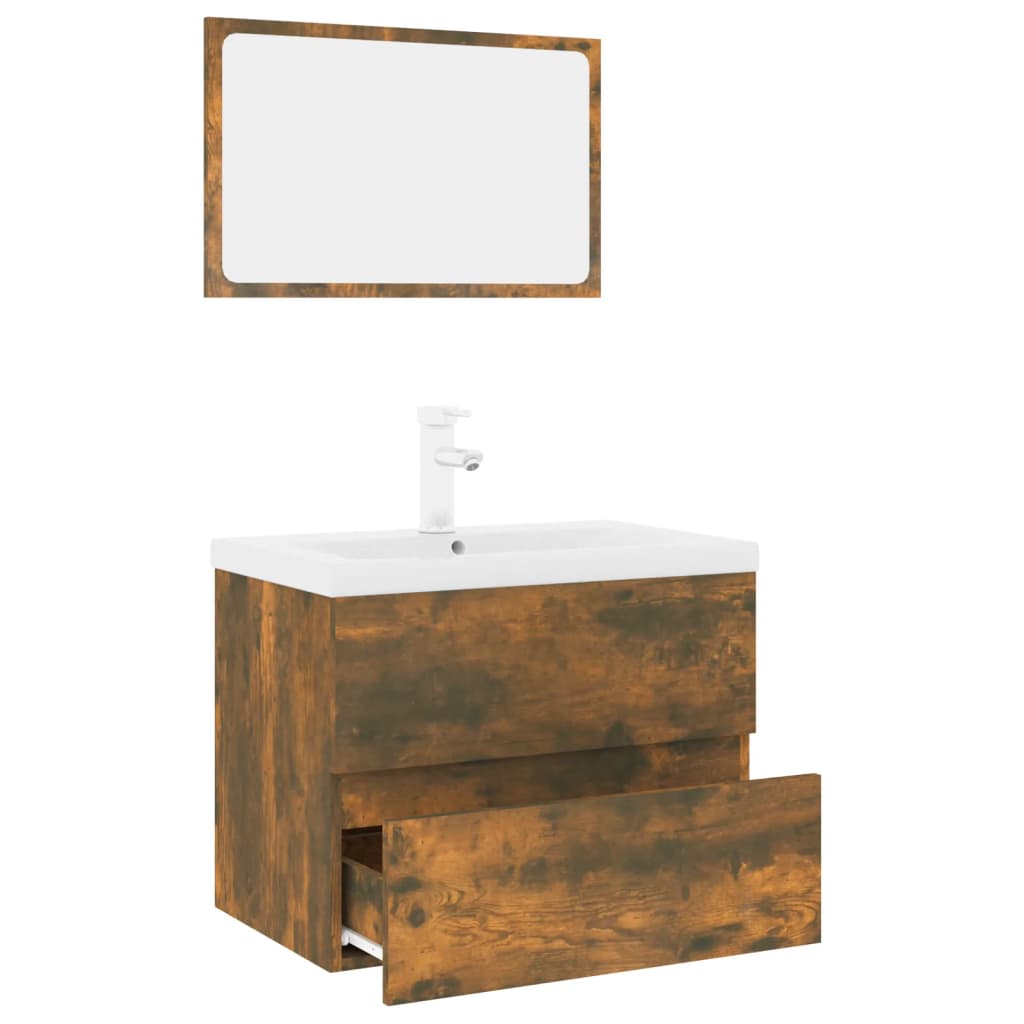 vidaXL Sada koupelnového nábytku kouřový dub kompozitní dřevo
